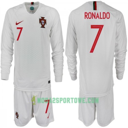 Koszulka Portugalia RONALDO 7 Dziecięcy Mistrzostwa Świata 2018 Wyjazdowe Stroje Piłkarskie Długi Rękaw